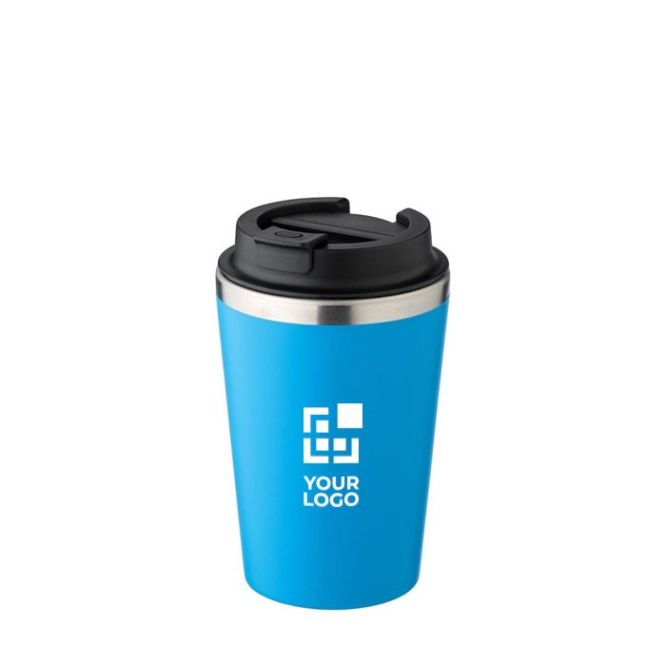 Vaso térmico de acero inoxidable de tapa negra y borde plateado 350ml