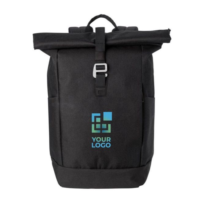 Mochila roll-top para portátil con tirantes acolchados 15'' color negro vista de impresión
