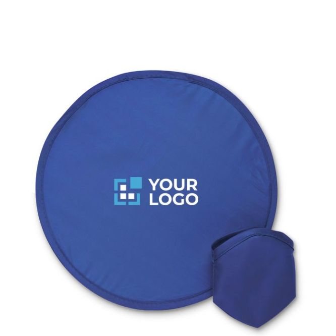 Disco flexible y plegable hecho de nylon en estuche a juego color azul vista de impresión