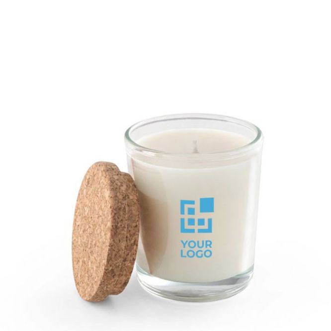 Vela aromática en vaso de cristal con tapa de corcho made in EU 80g