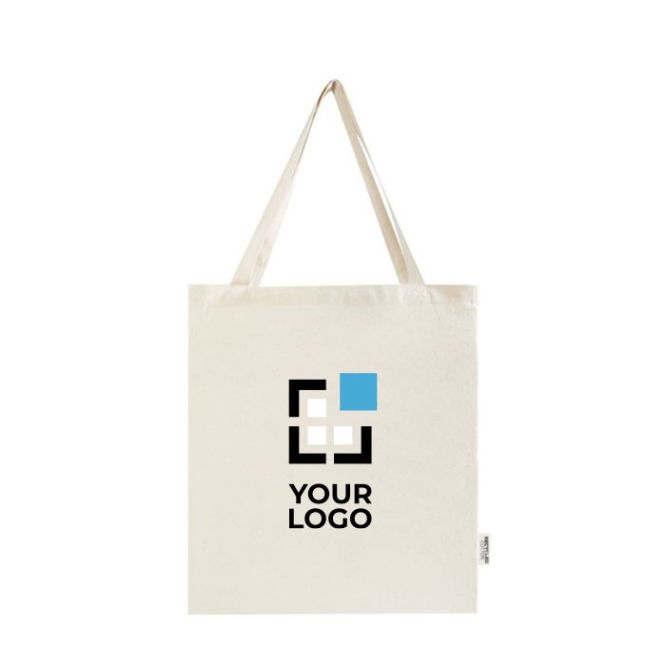Bolsa de algodón reciclado para la compra con asas largas 140 g/m2