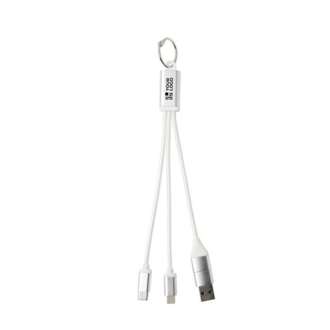 Cable de carga 4 en 1 de aluminio reciclado con llavero incluido