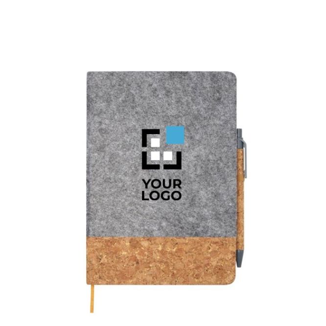 Libreta con tapa dura de corcho y fieltro reciclado A5 hojas a rayas