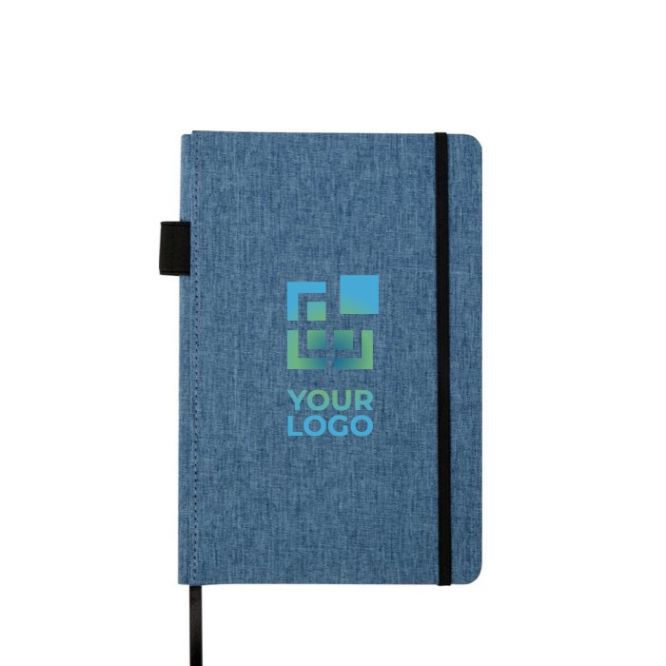 Libreta con tapa de tejido RPET con portabolígrafos A5 hojas a rayas