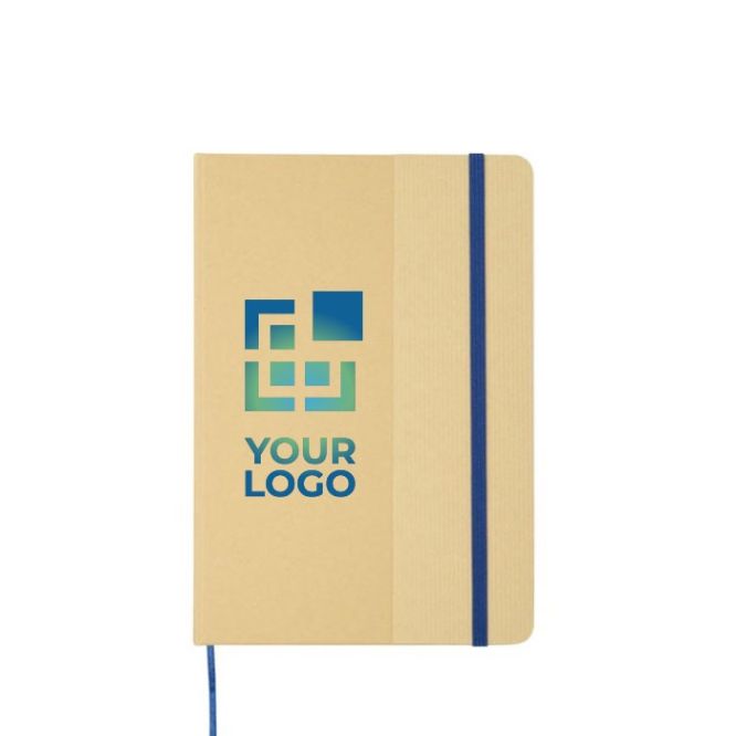 Libreta de tapa de cartón reciclado con elástico A5 hojas a rayas