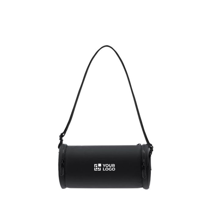 Bolso bandolera cilíndrico de PU con bolsillos de acceso rápido