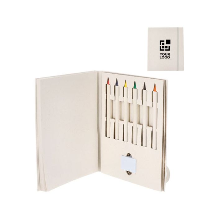 Set ecológico de dibujo con lápices de colores eternos y bloc de notas