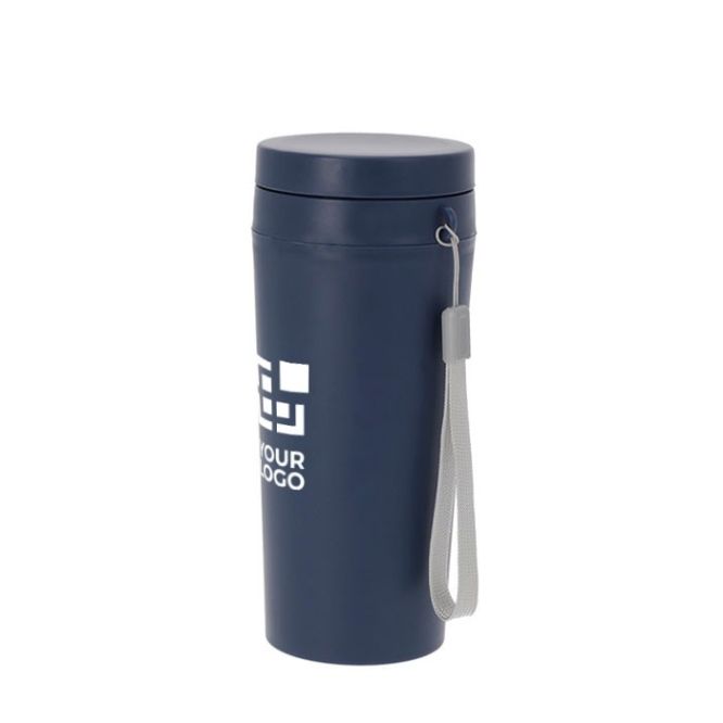 Vaso térmico de transporte con tapón de rosca y asa de tela 320ml