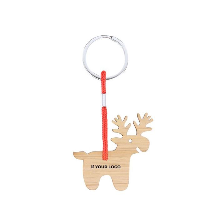Llavero navideño de bambú en forma de reno para personalizar