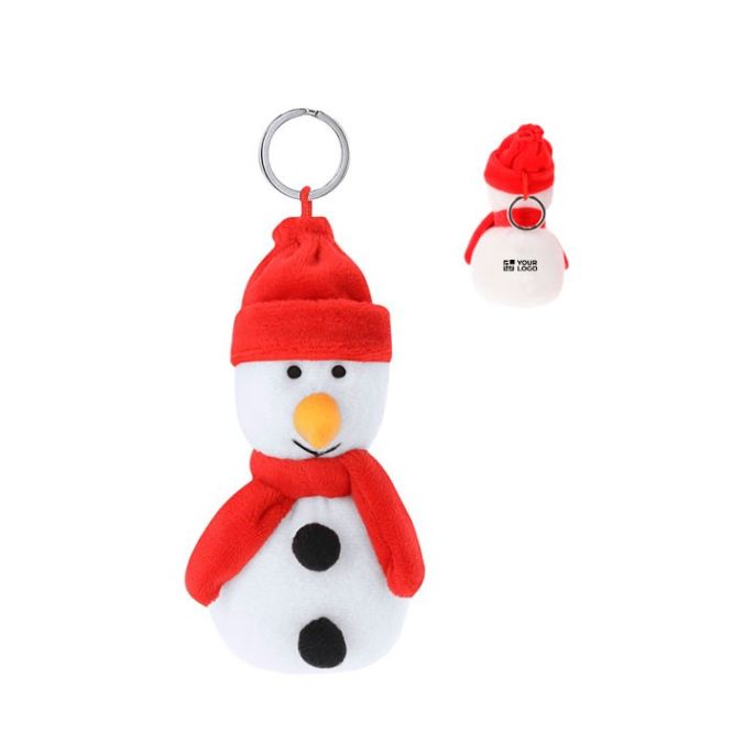 Llavero navideño de peluche en forma de muñeco de nieve personalizable