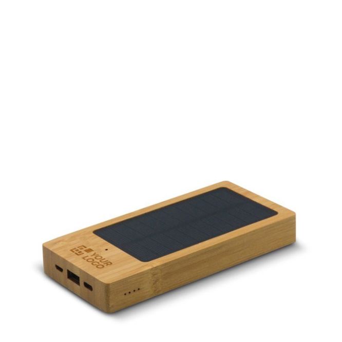 Batería externa de bambú FSC con panel solar 8.000 mAh