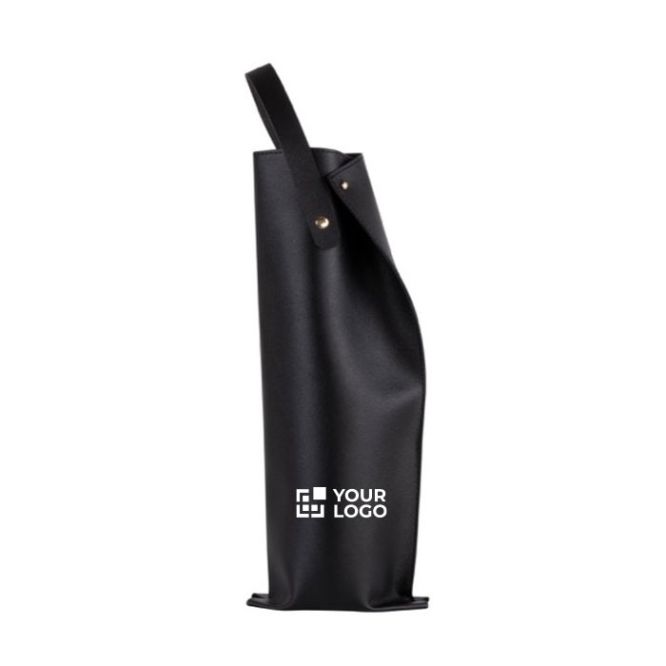 Funda para botellas de vino de cuero sintético con asa y fuelle