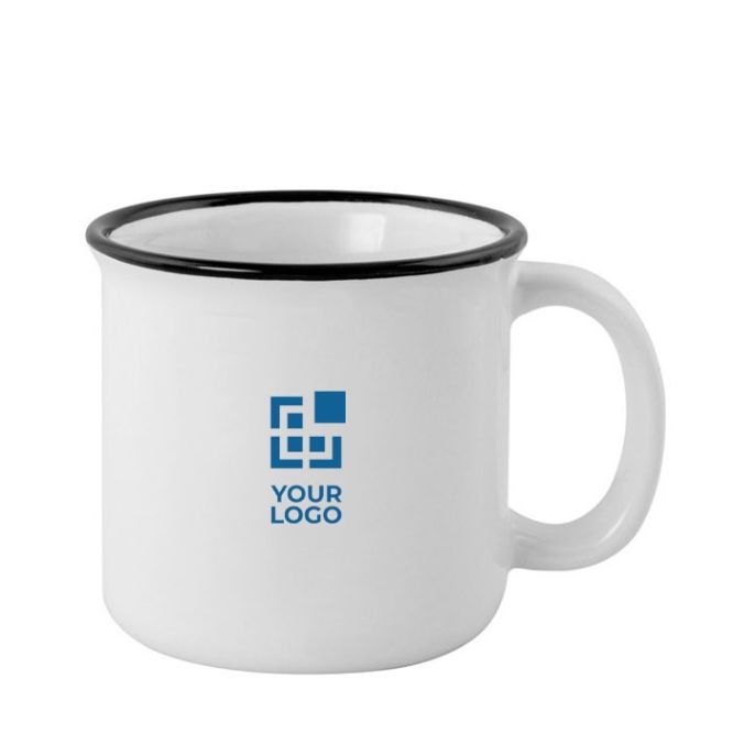 Taza de cerámica vintage con borde negro en la parte superior 280ml