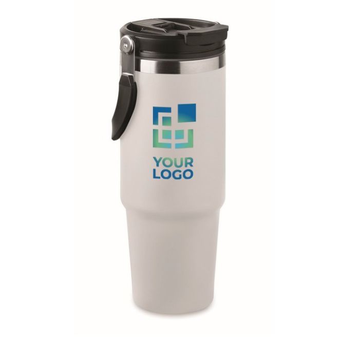 Vaso de doble pared con pajita, boquilla y asa de transporte 850ml