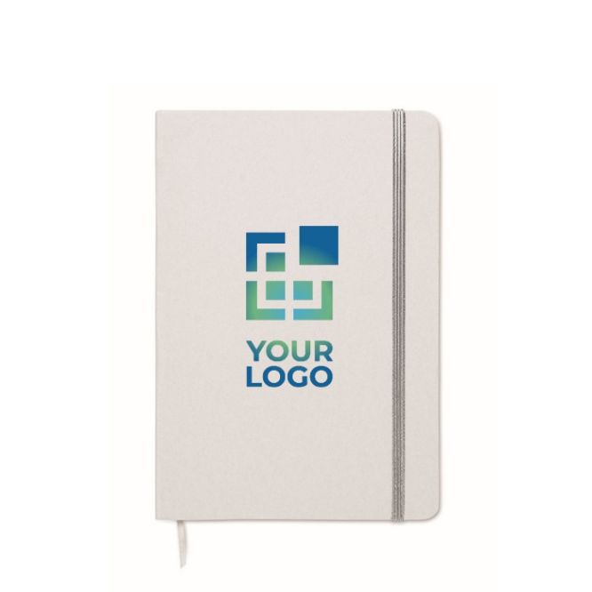 Libreta con banda elástica y marca páginas a color páginas a rayas A5