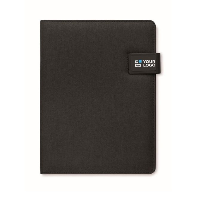 Portafolios de cuero con power bank y cargador inalámbrico A4