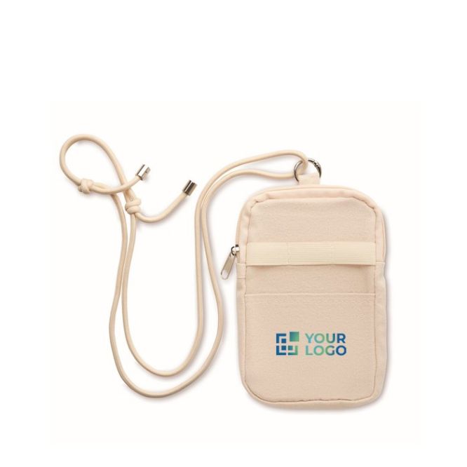 Bolsa bandolera para móviles de algodón reciclado y cordón ajustable