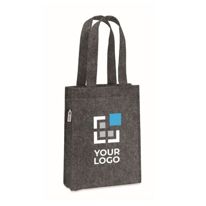 Bolsa pequeña de fieltro RPET con fuelle y asas cortas