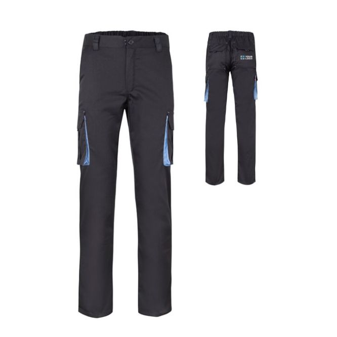 Pantalón de trabajo elástico multibolsillos en tono bicolor 240 g/m2 