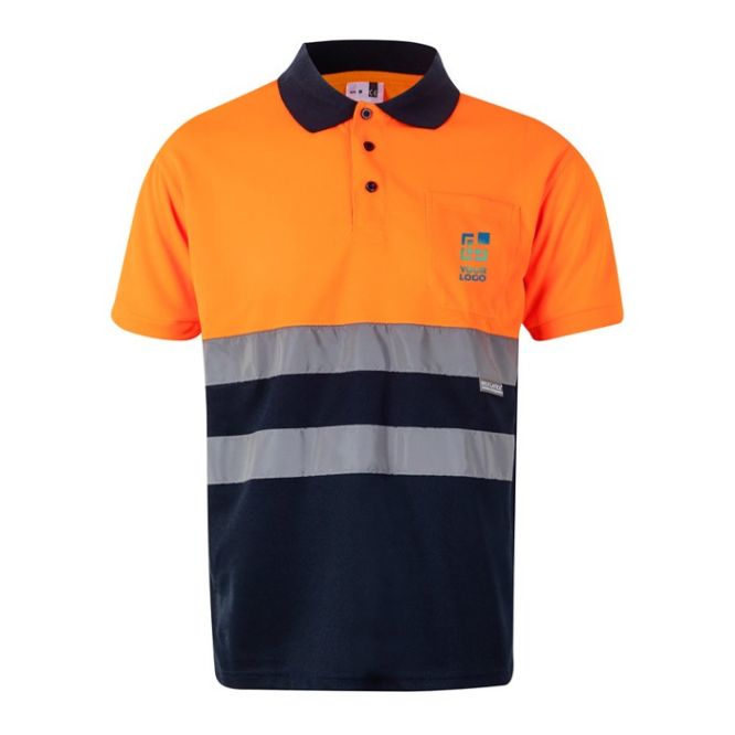 Polo laboral bicolor con efecto ojo de pájaro en poliéster 160 g/m2 