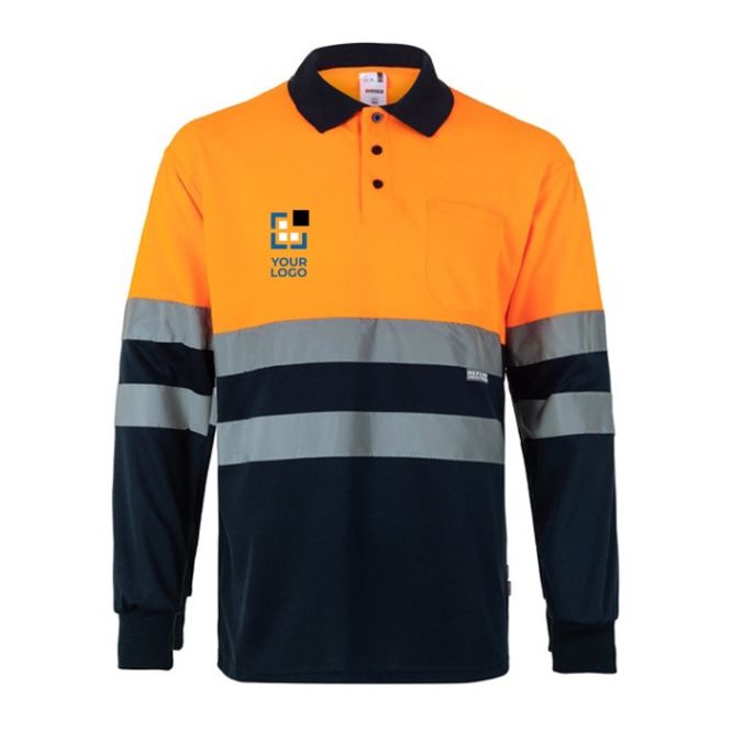 Polo de trabajo con manga larga de alta visibilidad 160 g/m2 