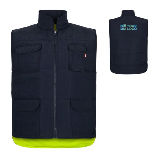 Chaleco de trabajo acolchado y reversible de poliéster 220 g/m2 