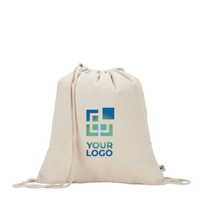 Mochila de cuerdas de algodón reciclado en color natural 180 g/m2