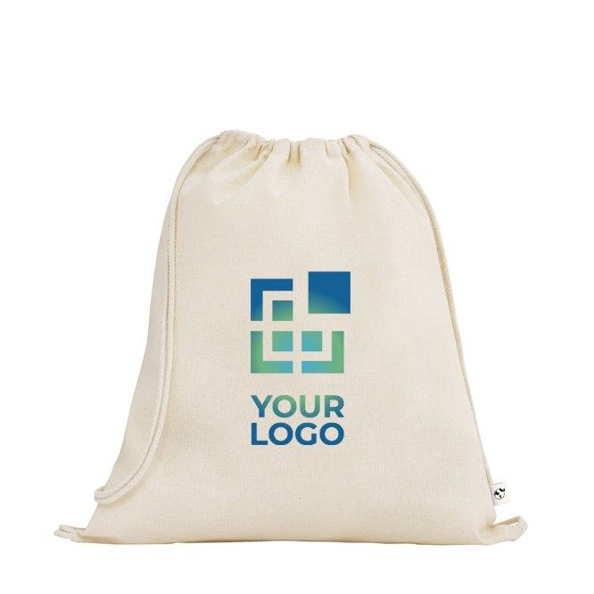 Mochila de cuerdas hecha de algodón orgánico con asas 140 g/m2