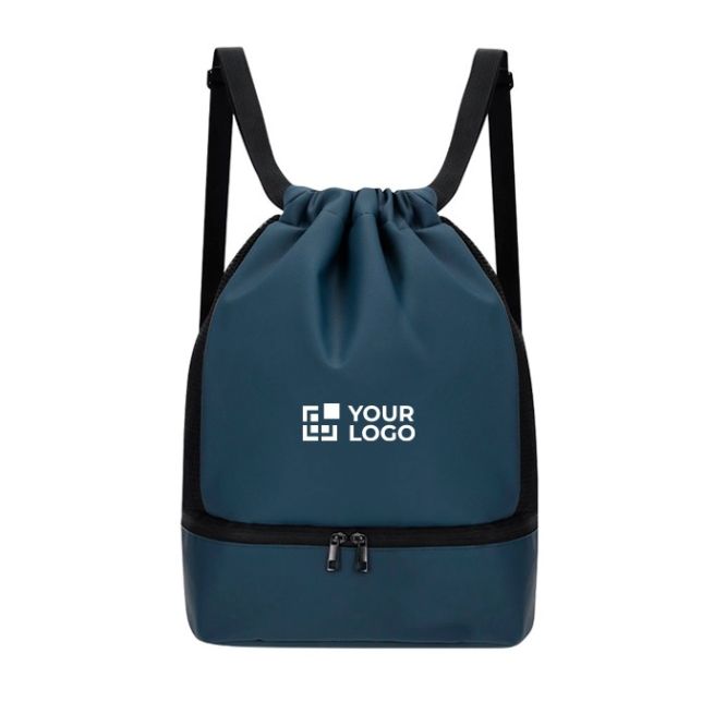 Mochila de cuerdas de PU con bolsillo en la base para zapatos