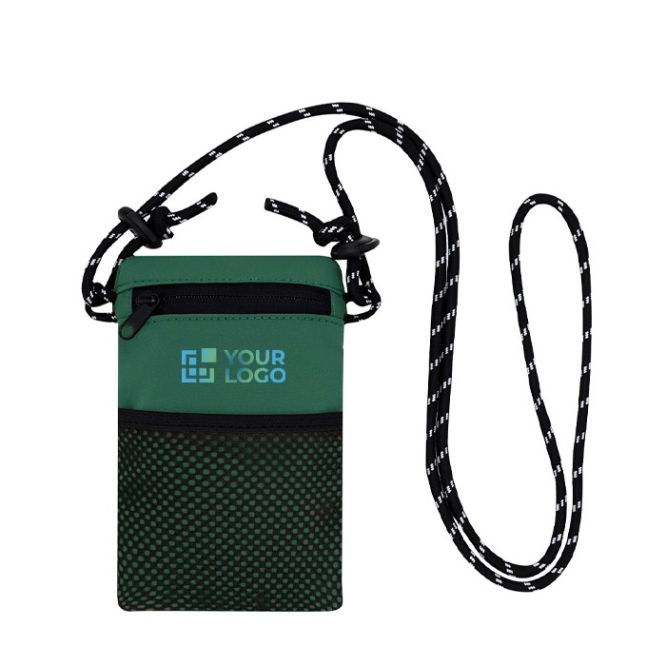 Bandolera con logotipo de poliéster con cierre principal y bolsillo exterior con cuerda