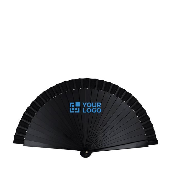 Abanico ligero unicolor de tela de poliéster personalizable disponible en blanco o negro