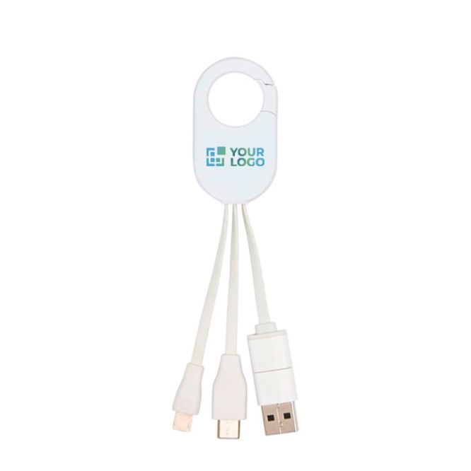Cable de carga de plástico reciclado con varias conexiones 4 en 1