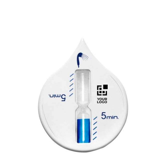 Reloj de arena de plástico de 5 minutos ideal para la ducha color blanco vista de impresión