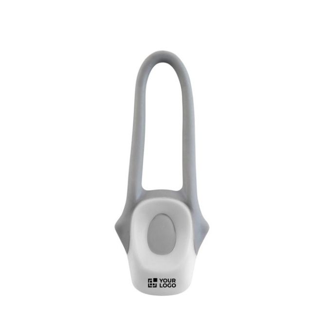 Luz para bicicleta con 2 luces LED y asa de silicona para fijación color blanco vista de impresión