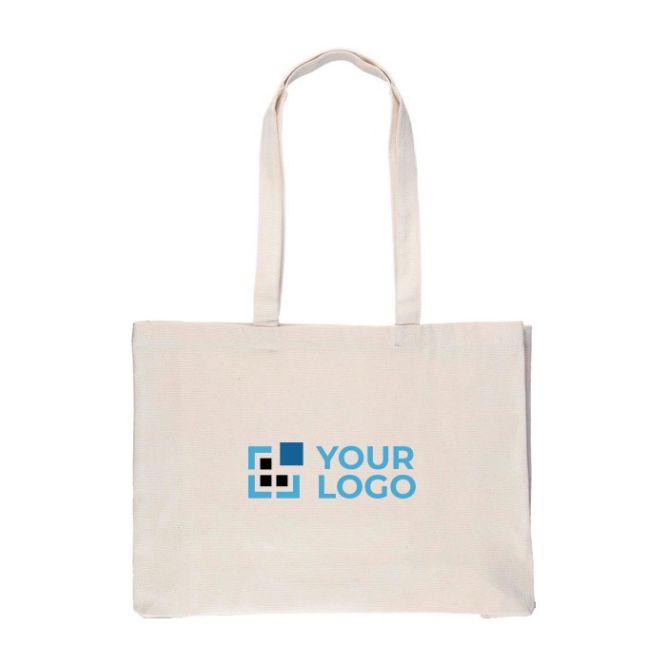 Bolsa de la compra de algodón natural Oeko-Tex® con fuelle 280 g/m2