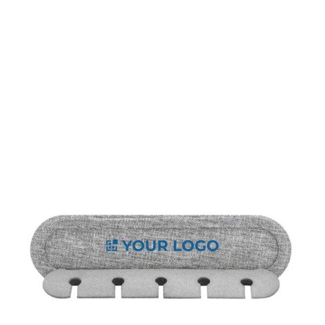 Organizador de cables con 5 ranuras con adhesivo BrandCharger color gris vista de impresión