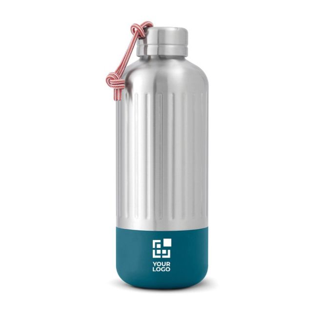 Botella térmica grande de acero inoxidable Black+Blum 850ml color turquesa vista de impresión