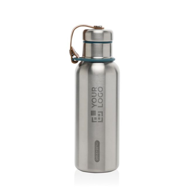 Botella térmica de acero inoxidable con asa Black+Blum 500ml color turquesa vista de impresión