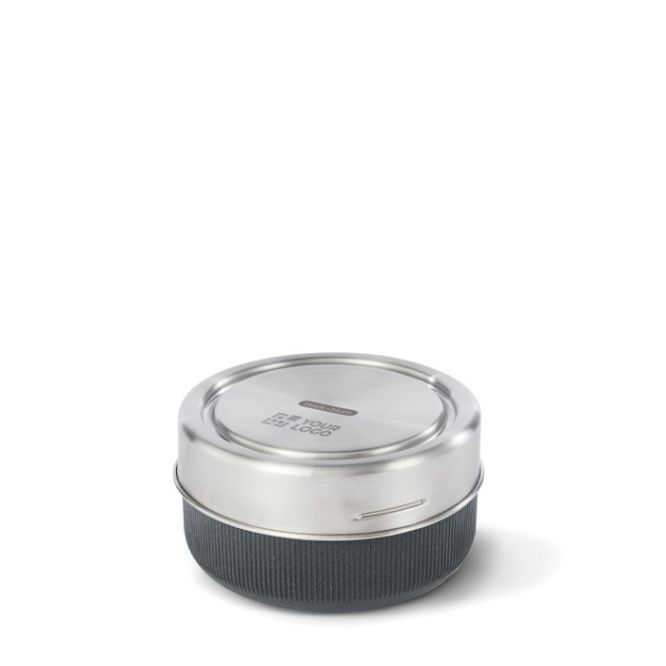 Bowl de vidrio con tapa de silicona antigoteo Black+Blum 750ml color plateado vista de impresión