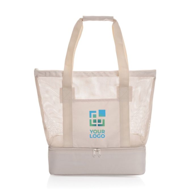 Elegante bolsa nevera 2 en 1 de RPET con forro de PEVA de 20L en color beige o negro