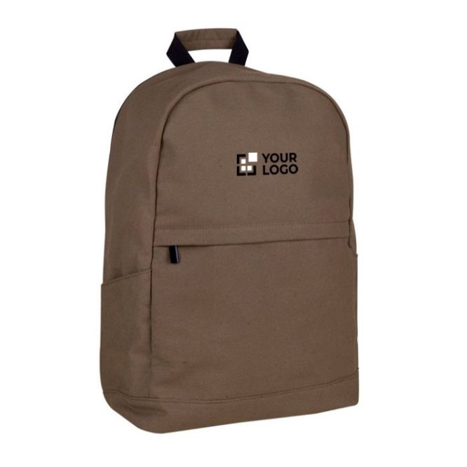 Clásica mochila de portátil de algodón con bolsillos a los lados 15''
