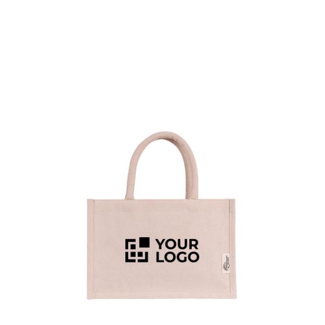 Bolsa pequeña de algodón reciclado para personalizar con asa corta