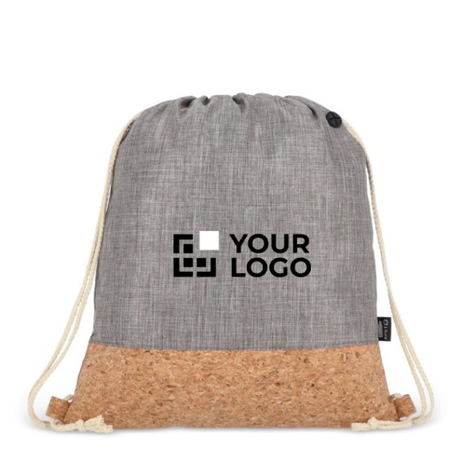 Mochila de cuerdas de RPET con base de corcho y capacidad de 10kg vista principal