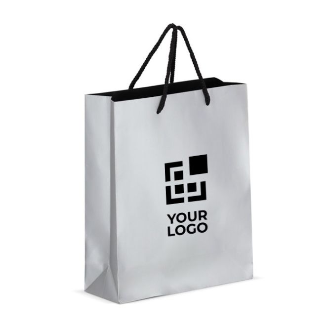 Bolsa de papel para regalo con asas e interior color negro 24x10x30 cm