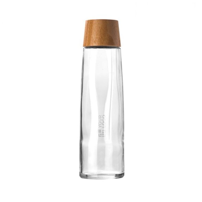 Botella de vidrio sostenible premium con tapa de bambú 750ml