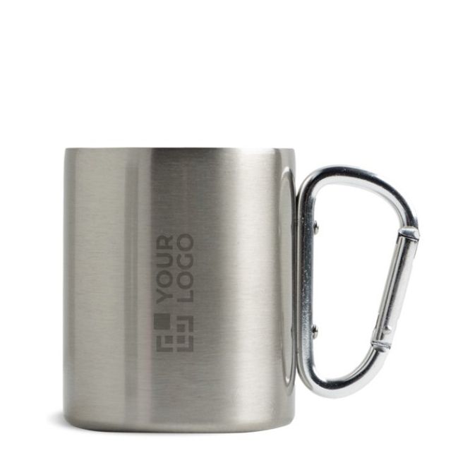 Taza de doble pared de acero inoxidable reciclado con mosquetón 300ml vista de impresión