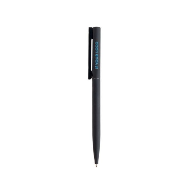 Bolígrafo elegante y fino de latón y acero inoxidable tinta azul