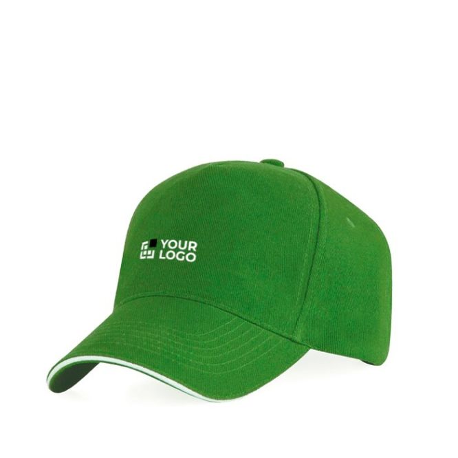 Gorra de 5 paneles con visera a contraste de algodón 170 g/m2