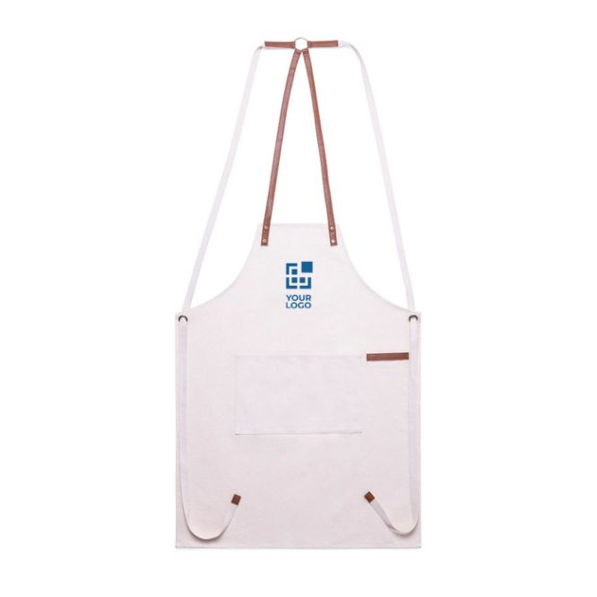 Delantal de algodón canvas con cintas de polipiel ajustables 340 g/m2