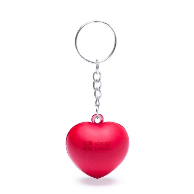 Llavero con un antiestrés en forma de corazón para personalizar con logotipo de empresa